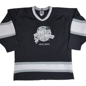 Planet Hollywood Myrtle Beach Hockey Jersey Black Silver White‎ Size M